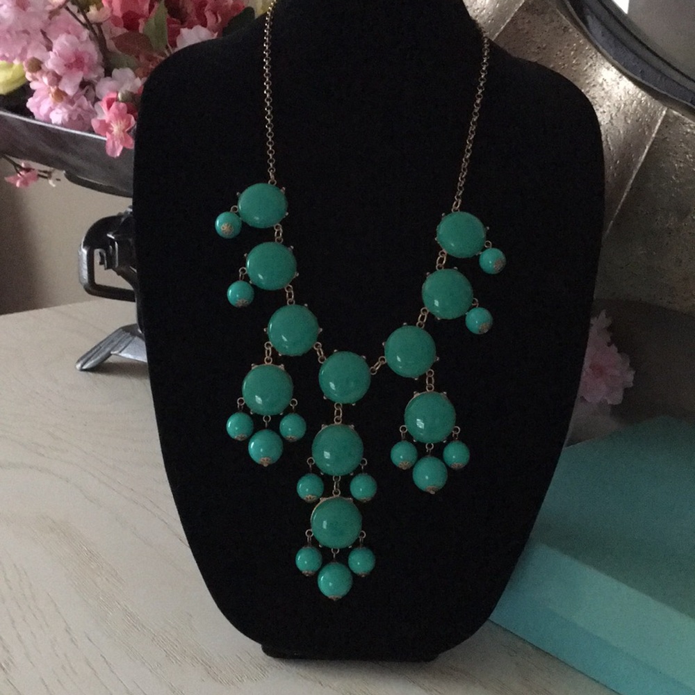 J Crew like large bubble necklace in turquoise